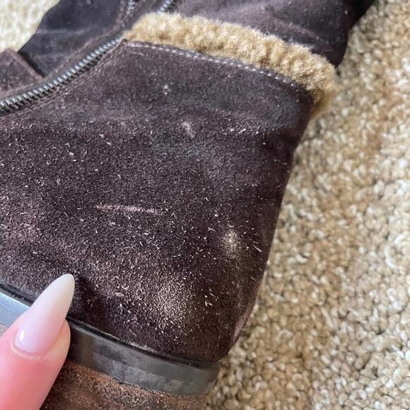 STUART WEITZMAN boots Made in Spain,Brown Suede,BlockHeel,Fur Lined,Women SZ 6.5 - Picture 7 of 8